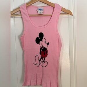 Disney Pink Ribbed Tank with Mickey Mouse Graphic